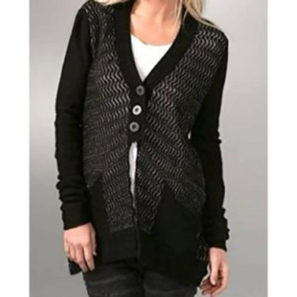 Free People - Willow Caroline Metallic Wool Angora Knot Cardigan Size XS